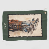 水彩ゴルフバッグモノグラムカスタム ゴルフタオル (横)