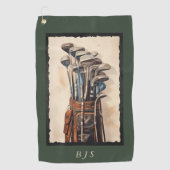 水彩ゴルフバッグモノグラムカスタム ゴルフタオル (正面)