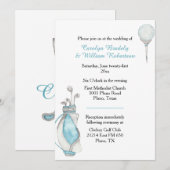 水彩ゴルフバッグ ウェディング招待状 招待状 (正面/裏面)