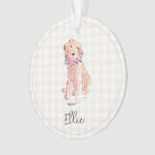 水彩ゴールデンドゥードル犬花NAME オーナメント (正面)