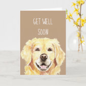 水彩ゴールデンレトリーバー犬がすぐに元気に カード (黄色い花)