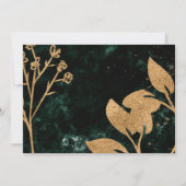 水彩ゴールドとグリーンのバラの結婚式招待状 招待状 (裏面)