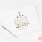 水彩ゴールドのカボチャがポップする準備ができました クラシックラウンド ラウンドシール (封筒)