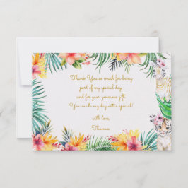 水彩ゴールドのワイルドサファリの子供の誕生日 サンキューカード