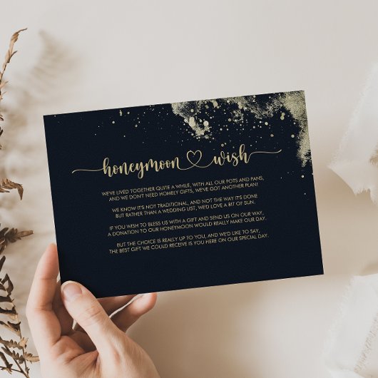 水彩ゴールドスプラッシュハニームーンワイシュー エンクロージャーカード