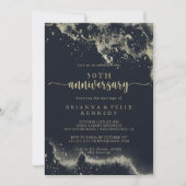 水彩ゴールドスプラッシュ 50周年結婚記念日 招待状 (正面)