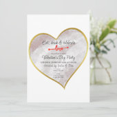 水彩ゴールドハートバレンタイン 愛を祝おう 招待状 (スタンド正面)