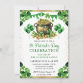 水彩ゴールドポット セントパトリックデー 招待状 (正面)