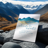 水彩ゴールドマウンテンアドベンチャー 誕生日を待つ 招待状