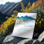 水彩ゴールドマウンテンアドベンチャー 誕生日を待つ 招待状