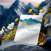 水彩ゴールドマウンテンアドベンチャー 誕生日を待つ 招待状