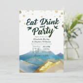 水彩ゴールドマウンテン　イート・ドリンク＆パーティー・ウェディング 招待状 (スタンド正面)