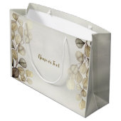 水彩ゴールドユーカリの葉 シャイニーエレガント ラージペーパーバッグ (裏面アングル)