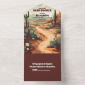 水彩サウスウエスタン砂漠とサボテンベビー庄 オールインワン招待状 (内側)