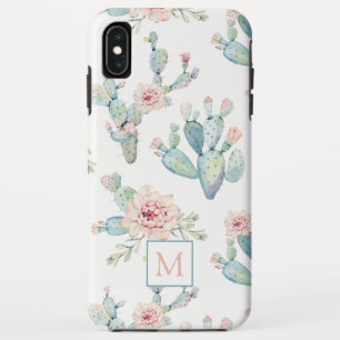 水彩サエレガントボテン模様モノグラム iPhone XS MAXケース
