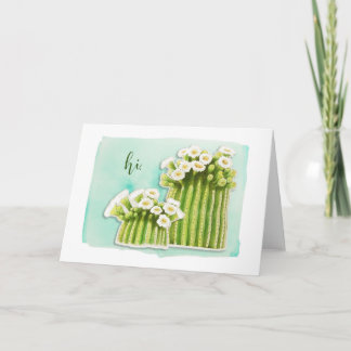 水彩サガロサボテン白い花 ノートカード