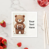 水彩サッカーテディベア1st誕生日パーティー スタンダードカクテルナプキン (インサイチュ)