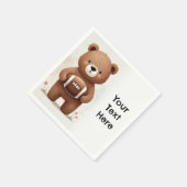 水彩サッカーテディベア1st誕生日パーティー スタンダードカクテルナプキン (角)