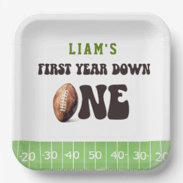 水彩サッカー初年ダウン1歳の誕生日 ペーパープレート