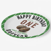 水彩サッカー初年ダウン | 1歳 ペーパープレート (アングル)