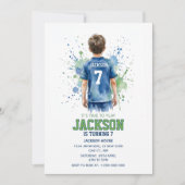 水彩サッカー少年誕生日招待状 招待状 (正面)