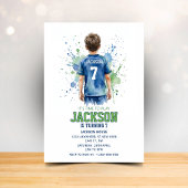水彩サッカー少年誕生日招待状 招待状