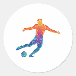 水彩サッカー ラウンドシール