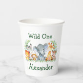 水彩サファリアニマルズワイルドワン誕生日 紙コップ (正面)