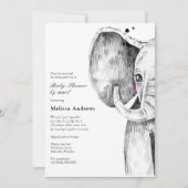 水彩サファリエレファントベビージャーバイメール 招待状 (正面)