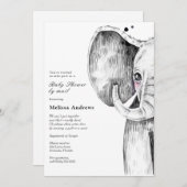 水彩サファリエレファントベビージャーバイメール 招待状 (正面/裏面)