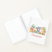 水彩サファリジャングルアニマルズピンクスケッチ ノートブック (内部)