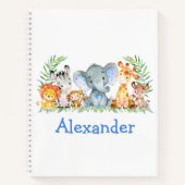 水彩サファリジャングルアニマルズブルースケッチ ノートブック (正面)