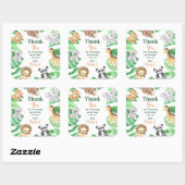 水彩サファリジャングル動物の誕生日感謝 スクエアシール (シート)