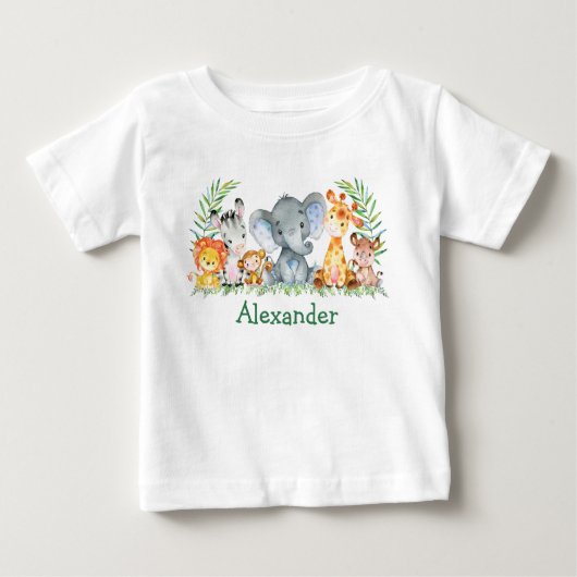水彩サファリベビーアニマルズゾウ ベビーTシャツ (正面)