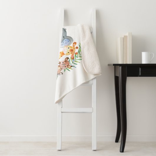 水彩サファリベビーアニマルズブルーエレファント シェルパブランケット (インサイチュ)