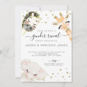 水彩サファリ動物ジェンダーリビール招待状 案内状 (正面)