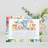 水彩サファリ動物トロピカルブルーシャワー 招待状 (スタンド正面)