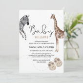 水彩サファリ動物中立ベビーシャワー 招待状 (スタンド正面)