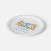 水彩サファリ動物赤ちゃんシャワーブルー小 ペーパープレート (アングル)