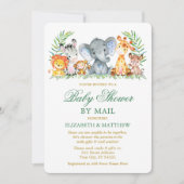 水彩サファリ動物金ゴールドシャワーbyメール 招待状 (正面)