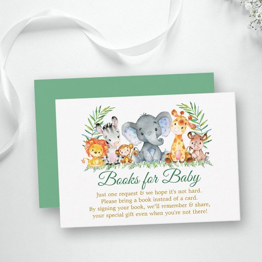 水彩サファリ動物 緑の本 赤ちゃん用 エンクロージャーカード