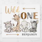 水彩サファリ1stバースデーワきらめくインラベ スパークリングワインラベル (シングルラベル)