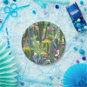 水彩サボテンとサボテンの花  ペーパープレート (パーティー)