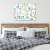 水彩サボテンと三角形パターン キャンバスプリント (インサイチュ (寝室))