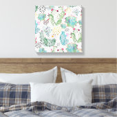 水彩サボテンと三角形パターン キャンバスプリント (インサイチュ (寝室))