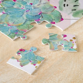 水彩サボテンと三角形パターン ジグソーパズル (側面)