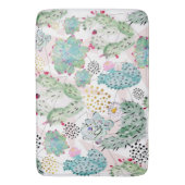 水彩サボテンと三角形パターン バスマット (正面縦)