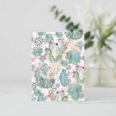 水彩サボテンと三角形パターン ポストカード (スタンド正面)