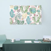 水彩サボテンと三角形パターン 横断幕 (トレードショー)