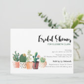 水彩サボテンと多肉植物のポット　ブライダルシャワー 招待状 (スタンド正面)